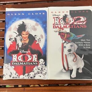 Disney VHS pair 101 Dalmatians and 102 Dalmatians with Glenn Close